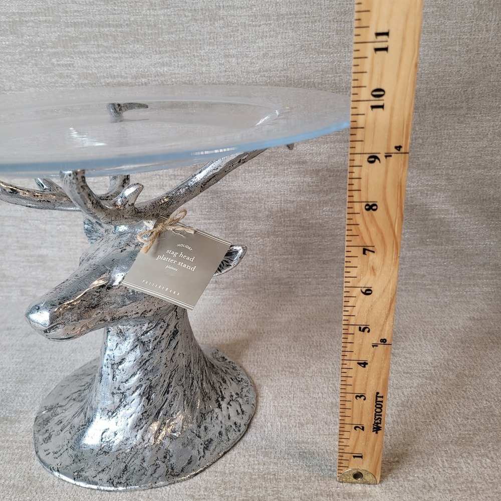 RARE Pottery Barn Stag Deer Head Platter Base Stand 12 1/2 x 9 1/2" NEW w Tags - Picture 4 of 12